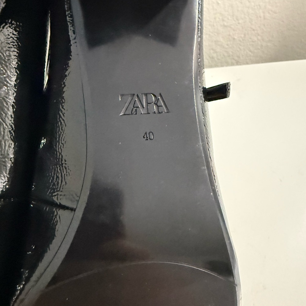 Zara Black Patent Triple Strap Block Heel Maryjane with Ankle Strap - Picture 6 of 8